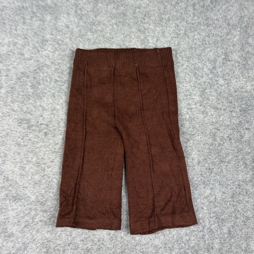 Vintage Knit Pants Baby 12 Months Brown Acrylic Ribbed Retro Leggings 80s 90s - Picture 2 of 11